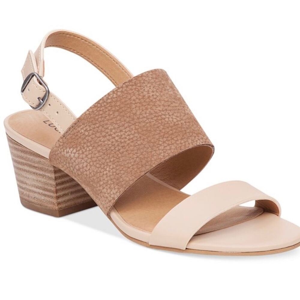 Lucky Brand Gewel Nubuck Cobblestone Leather Block Heel Slingback Sandals size 9 - Picture 12 of 12